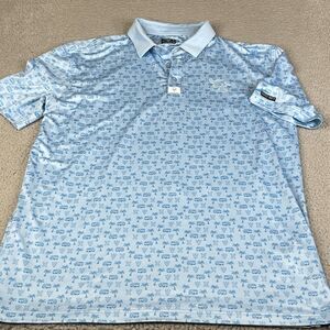 Good Boy Golf Polo Performance Mens XL Blue Palm Bus Surfboard Graphic Stretch